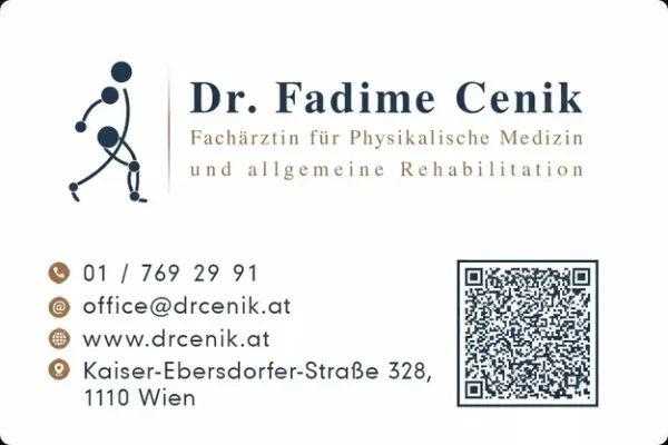 Dr. Fadime Cenik visyon kartı, iletişim ve QR kodu